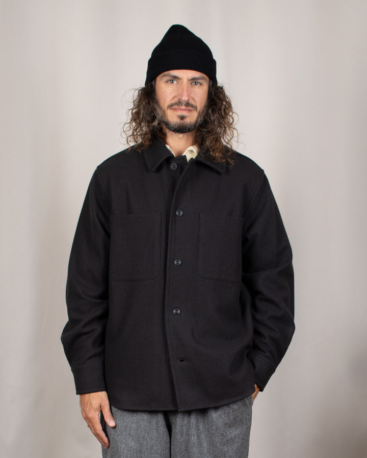 Woody Wool Overshirt Dark Grey