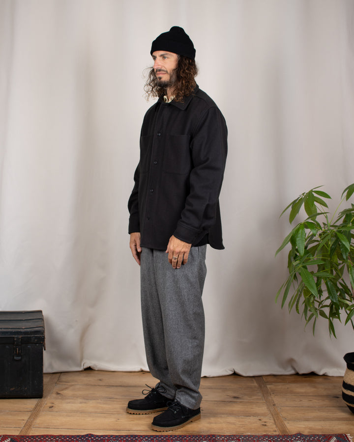 Woody Wool Overshirt Dark Grey
