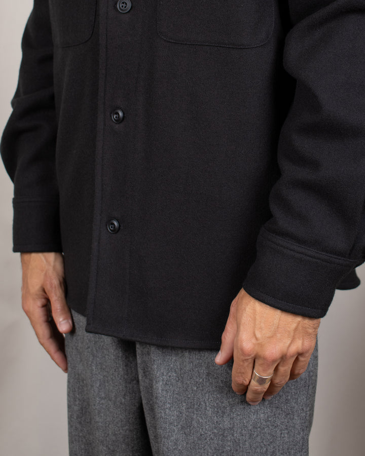 Woody Wool Overshirt Dark Grey