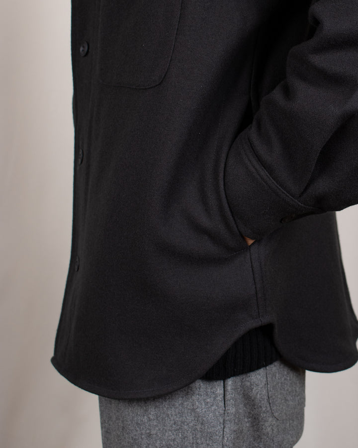 Woody Wool Overshirt Dark Grey