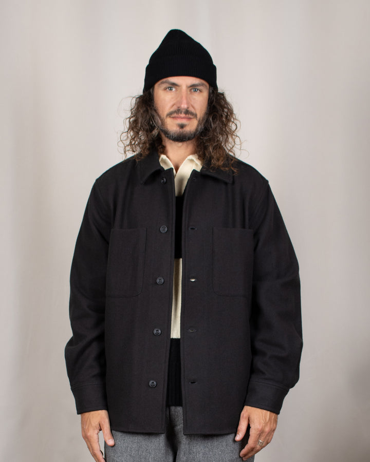 Woody Wool Overshirt Dark Grey