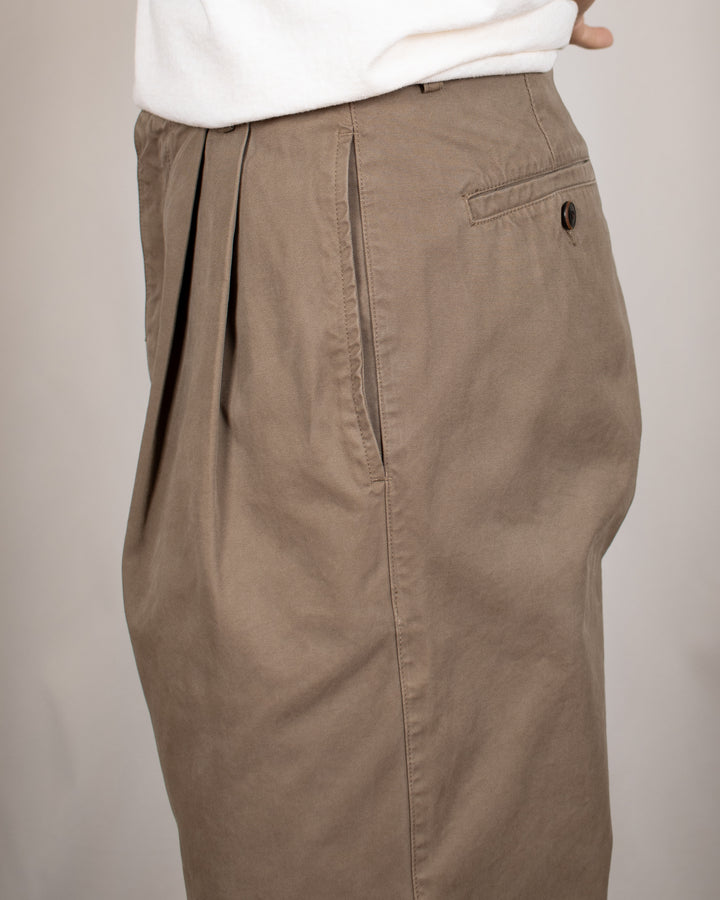 Double Pleats Twill Pants Moka