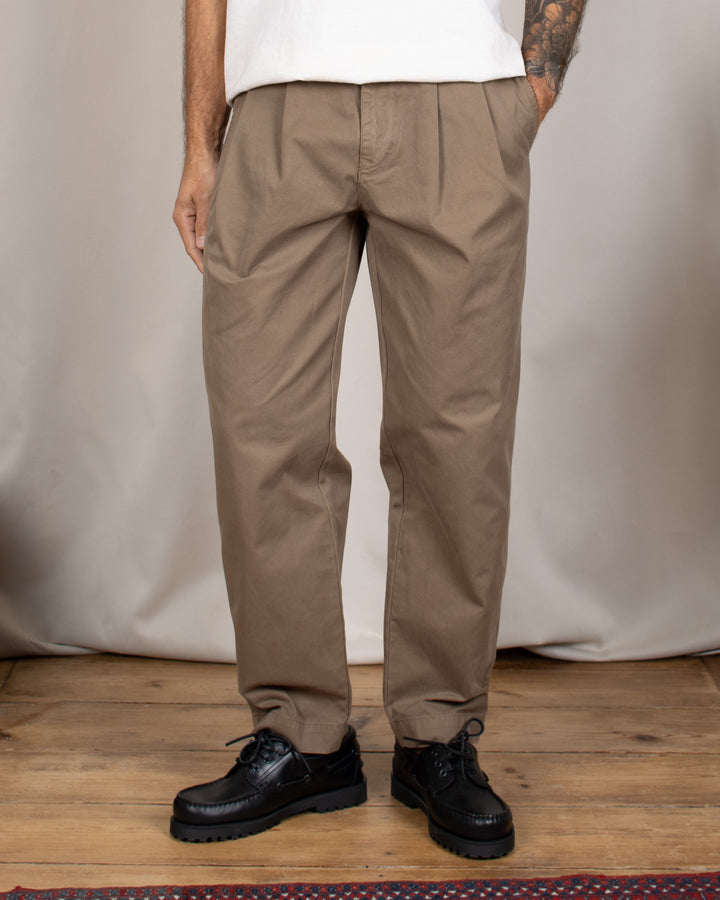 Double Pleats Twill Pants Moka