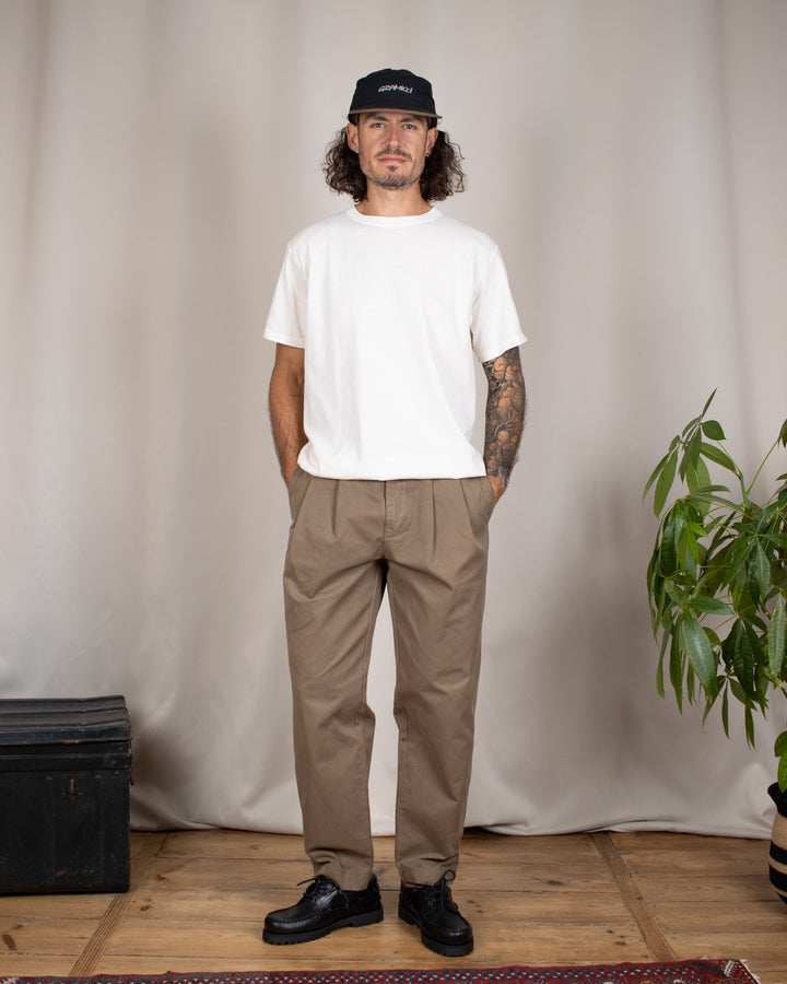 Double Pleats Twill Pants Moka