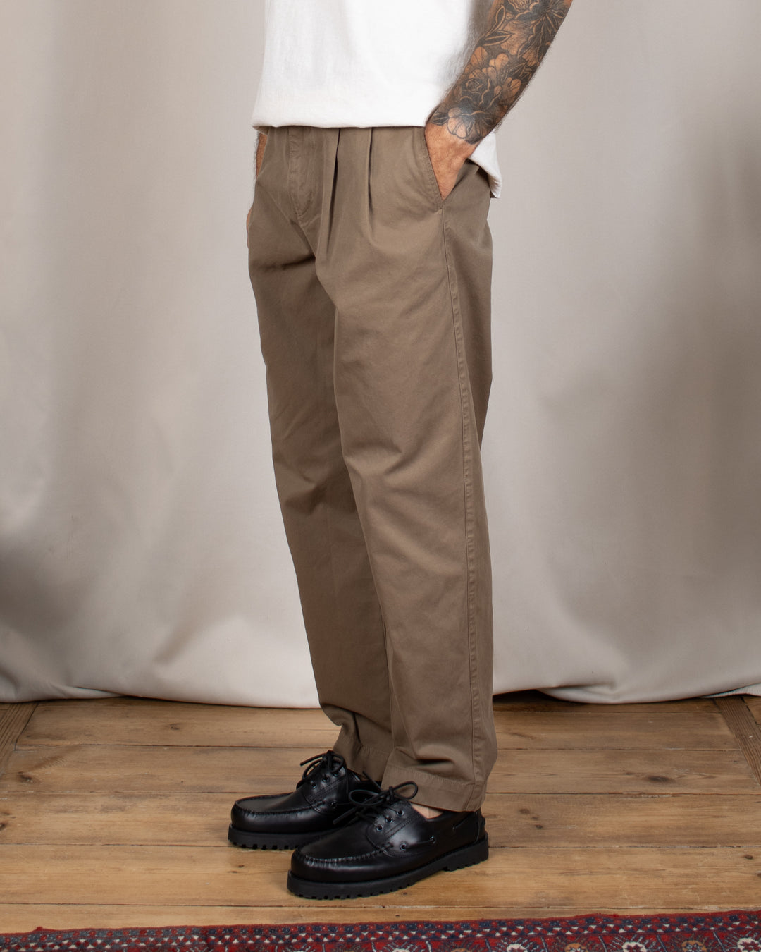 Double Pleats Twill Pants Moka