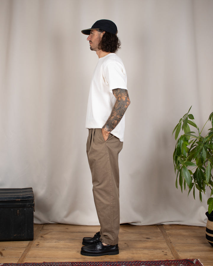 Double Pleats Twill Pants Moka