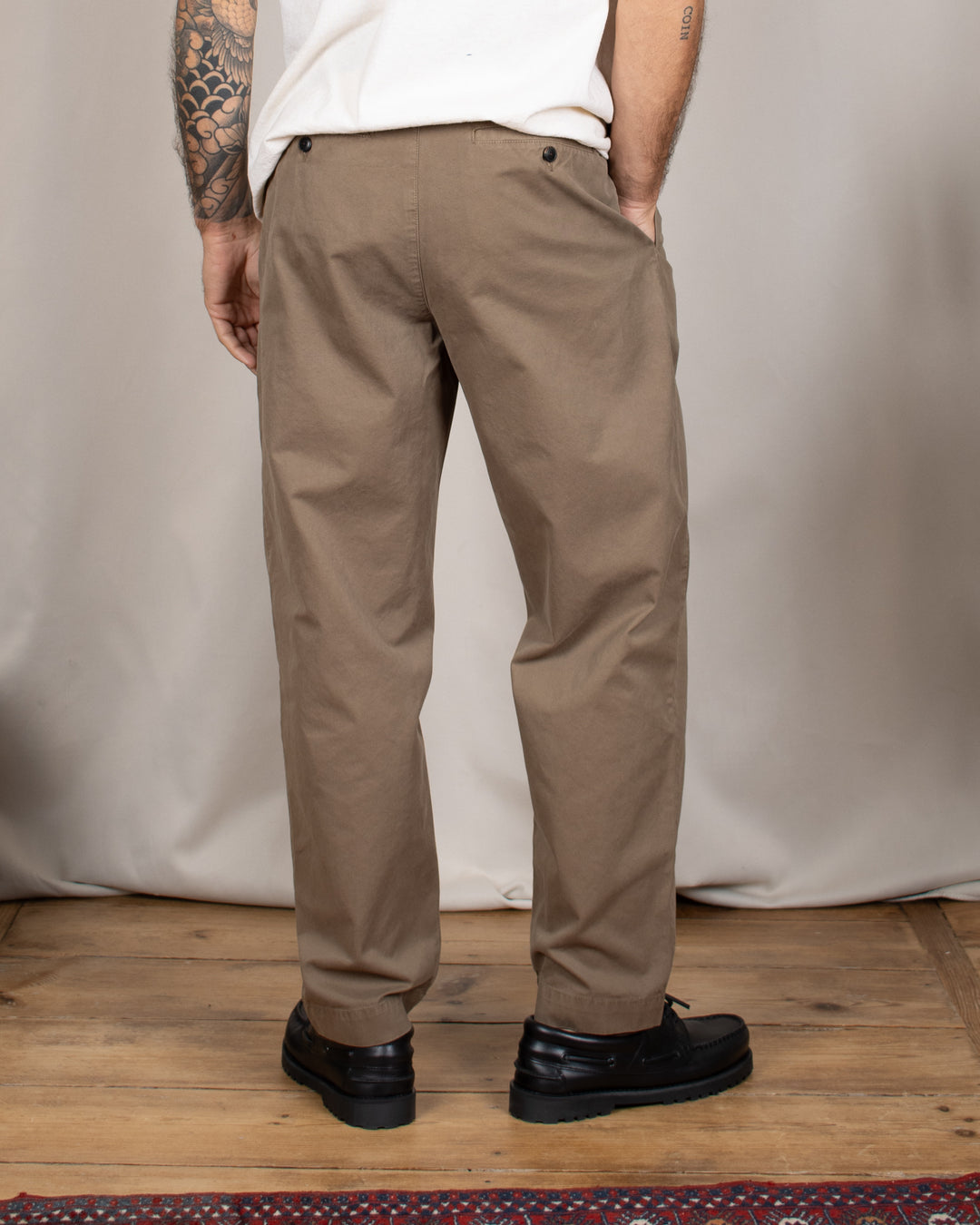 Double Pleats Twill Pants Moka