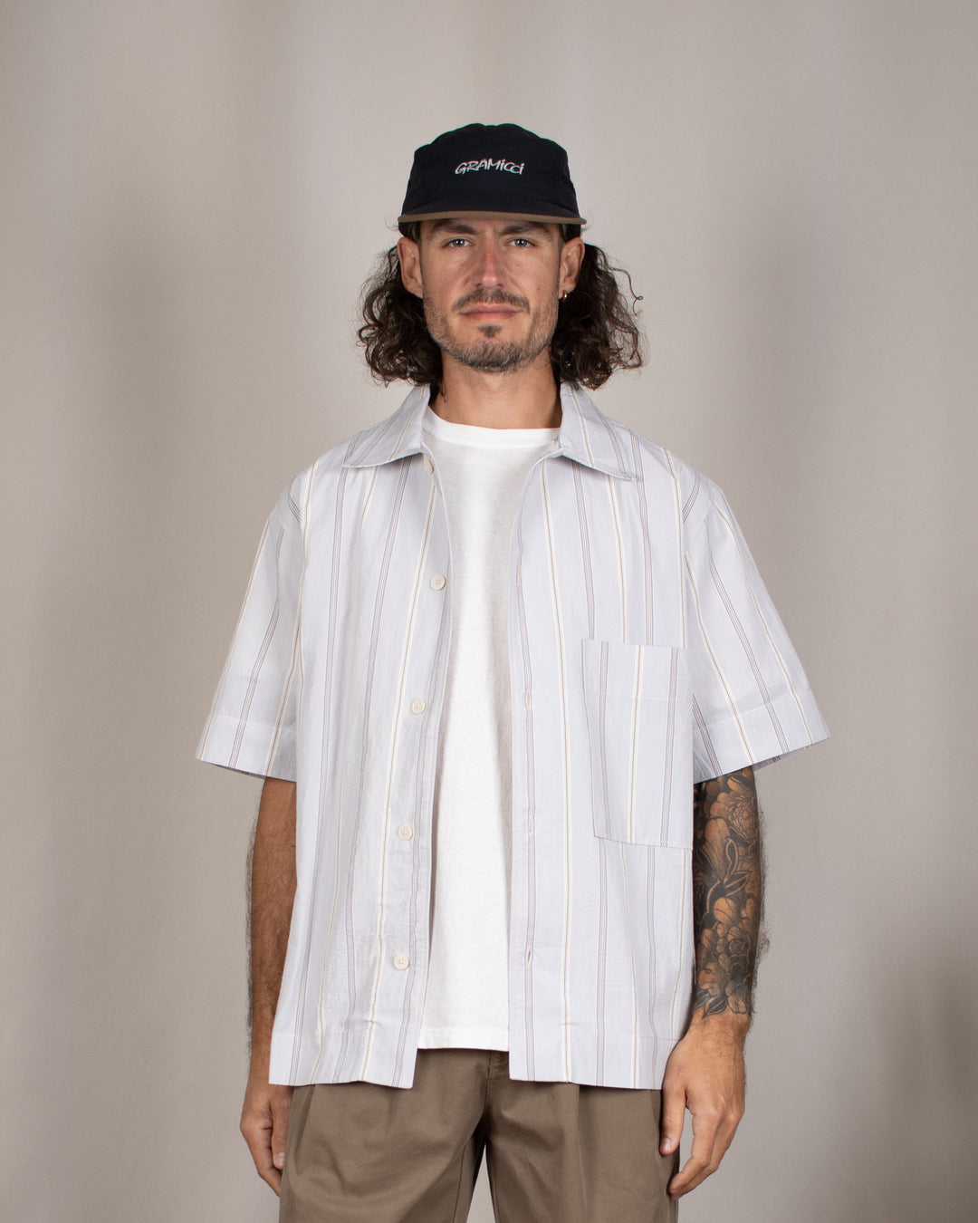 Alya Short Sleeved Shirt White Stripes