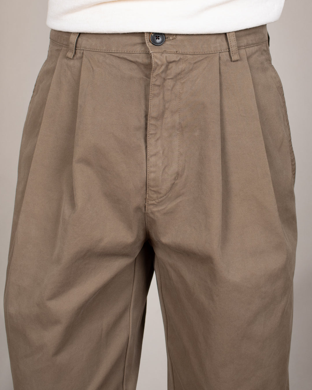 Double Pleats Twill Pants Moka