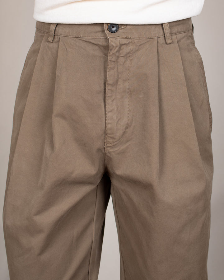 Double Pleats Twill Pants Moka