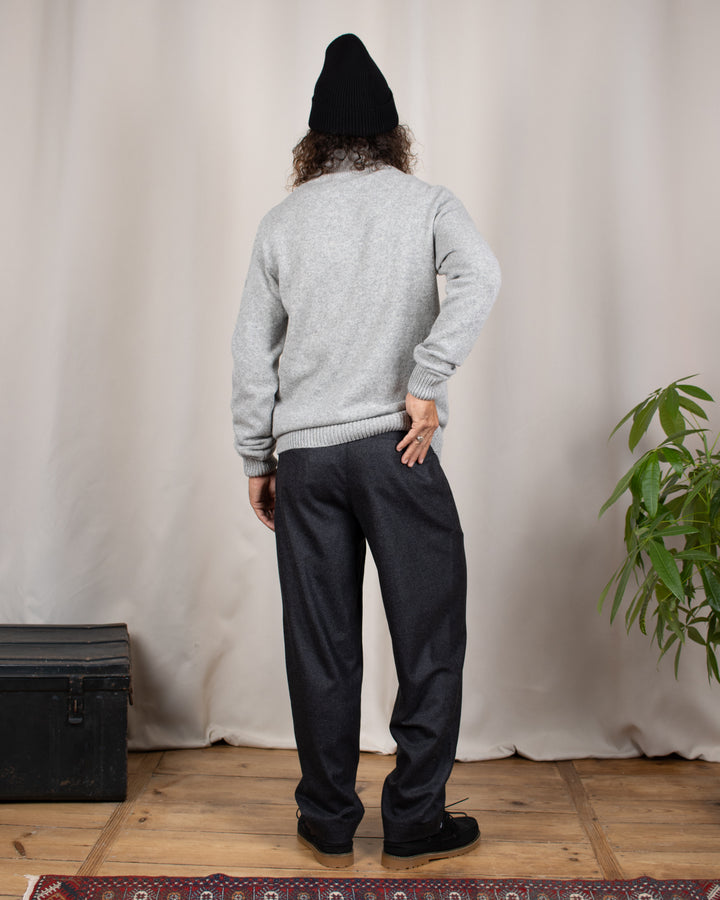 Double Pleats Flannel Pants Dark Grey Mel