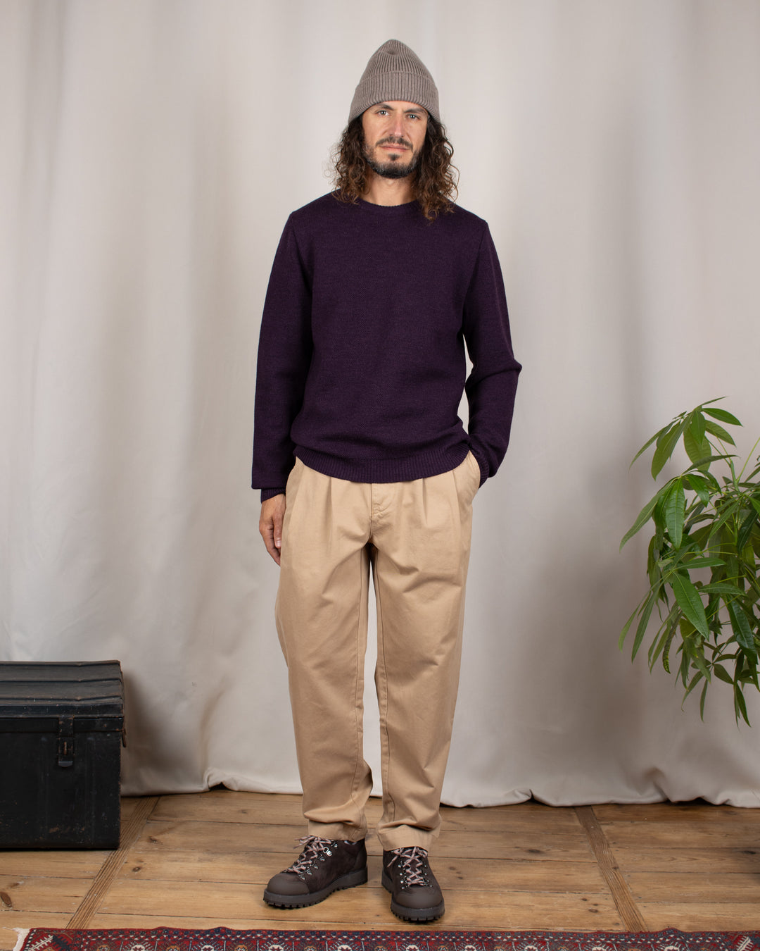 Pull Youri Col Rond Prune