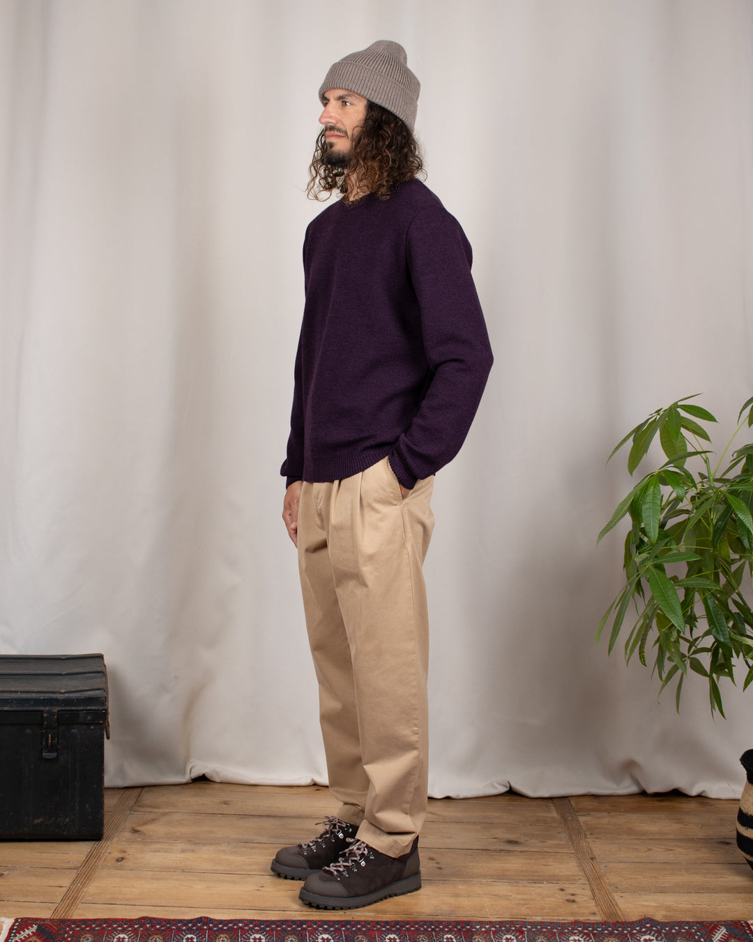 Pull Youri Col Rond Prune