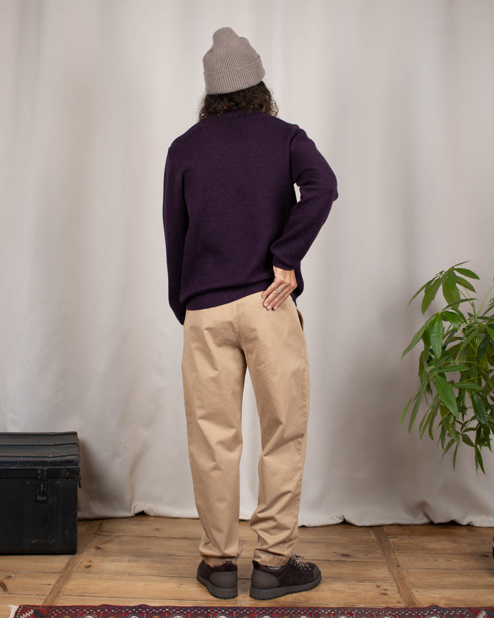 Double Pleats Twill Pants Beige