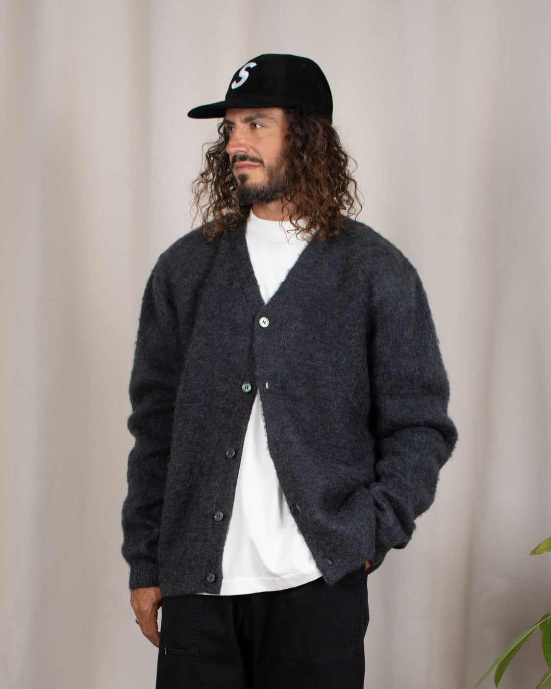 Mohair Cardigan Charcoal