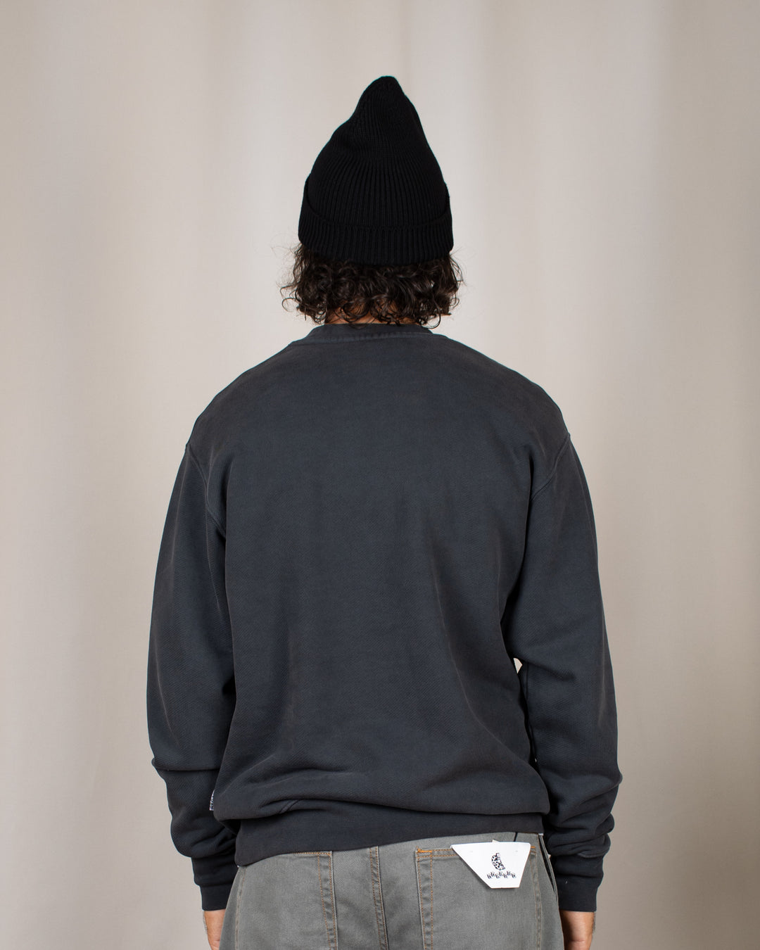 Relaxed Loopback Crewneck Black Washed