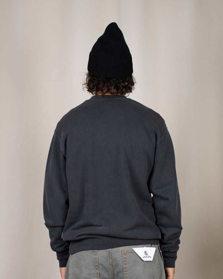 Relaxed Loopback Crewneck Black Washed