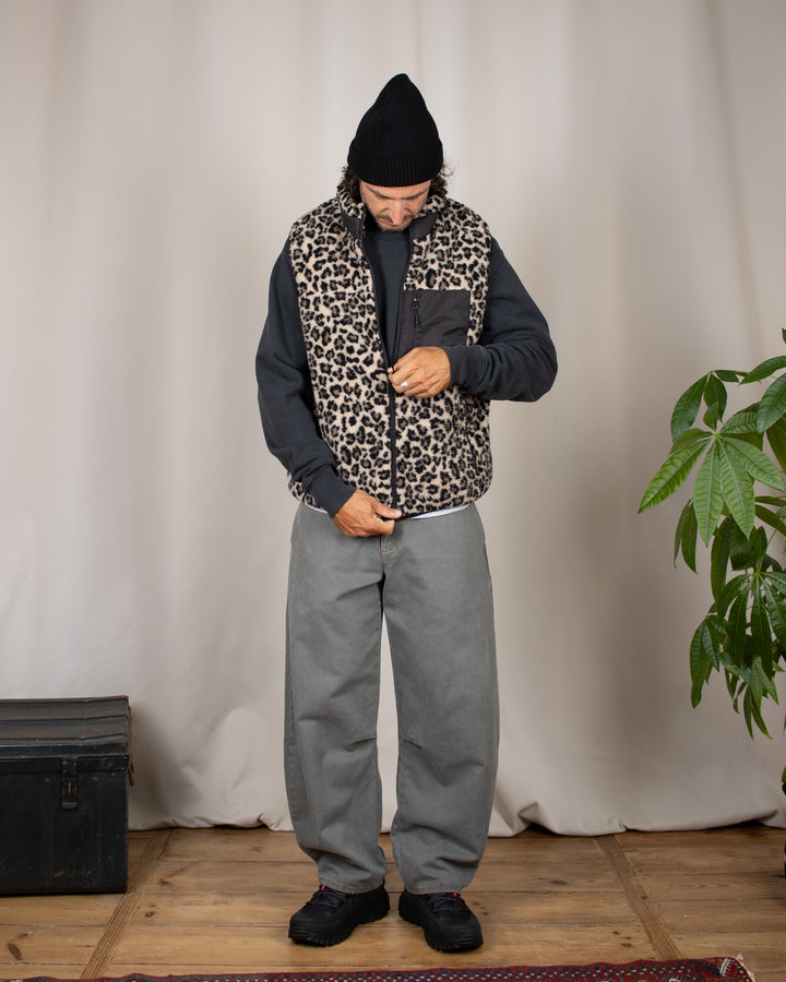 Mountain Boa Fleece High-Neck Vest Leopard