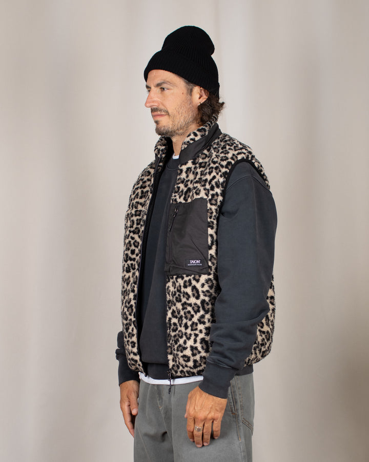 Mountain Boa Fleece High-Neck Vest Leopard