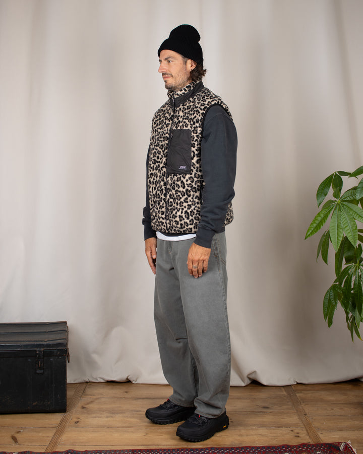 Mountain Boa Fleece High-Neck Vest Leopard