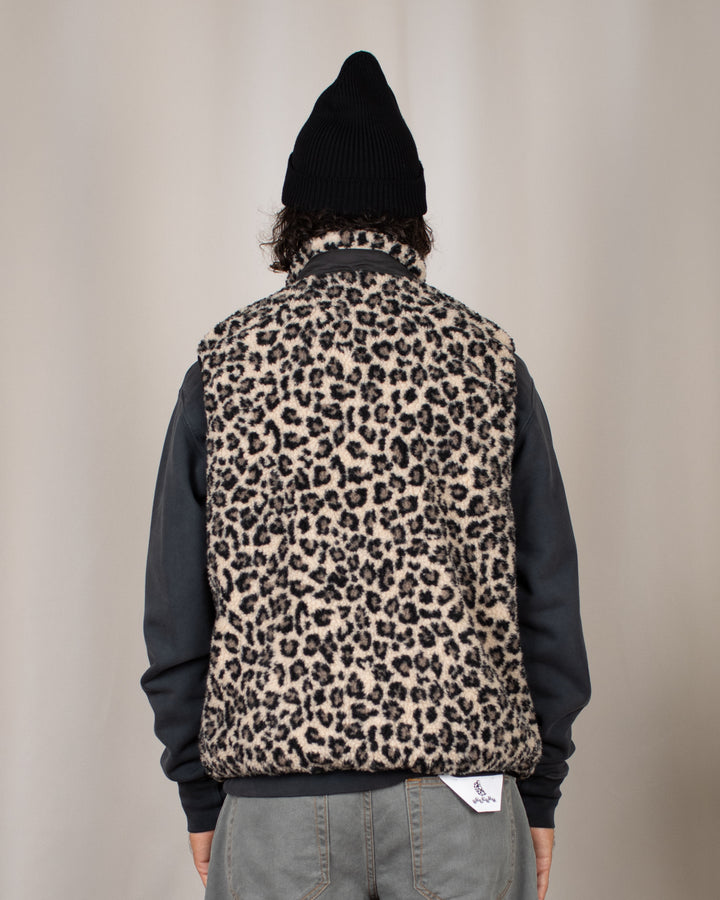 Mountain Boa Fleece High-Neck Vest Leopard