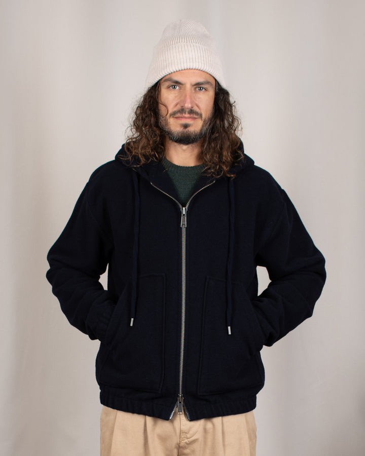 Bloom Wool Hooded Jacket Navy