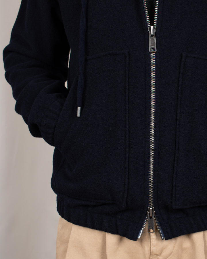 Bloom Wool Hooded Jacket Navy