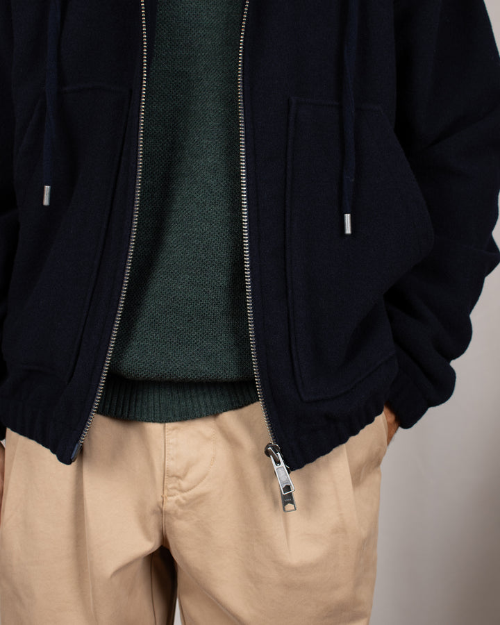 Bloom Wool Hooded Jacket Navy
