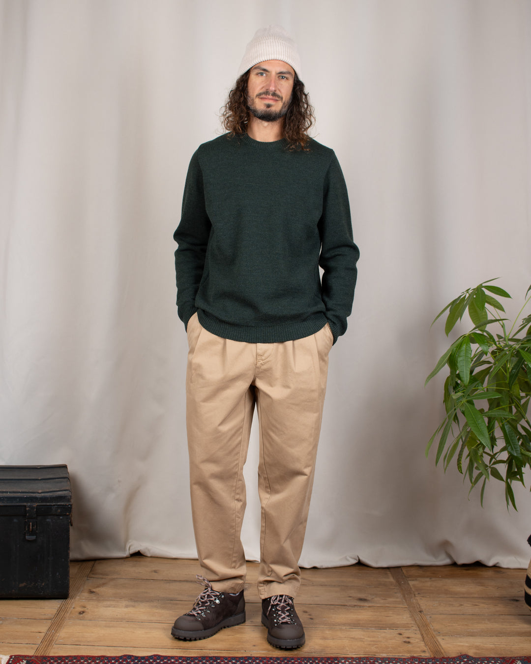 Pull Youri Col Rond Vert Forêt