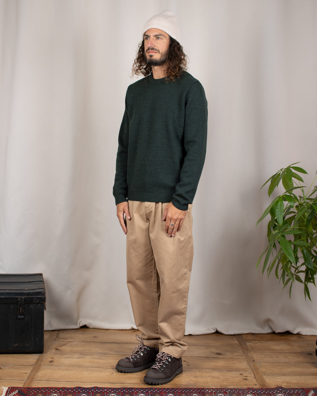 Pull Youri Col Rond Vert Forêt