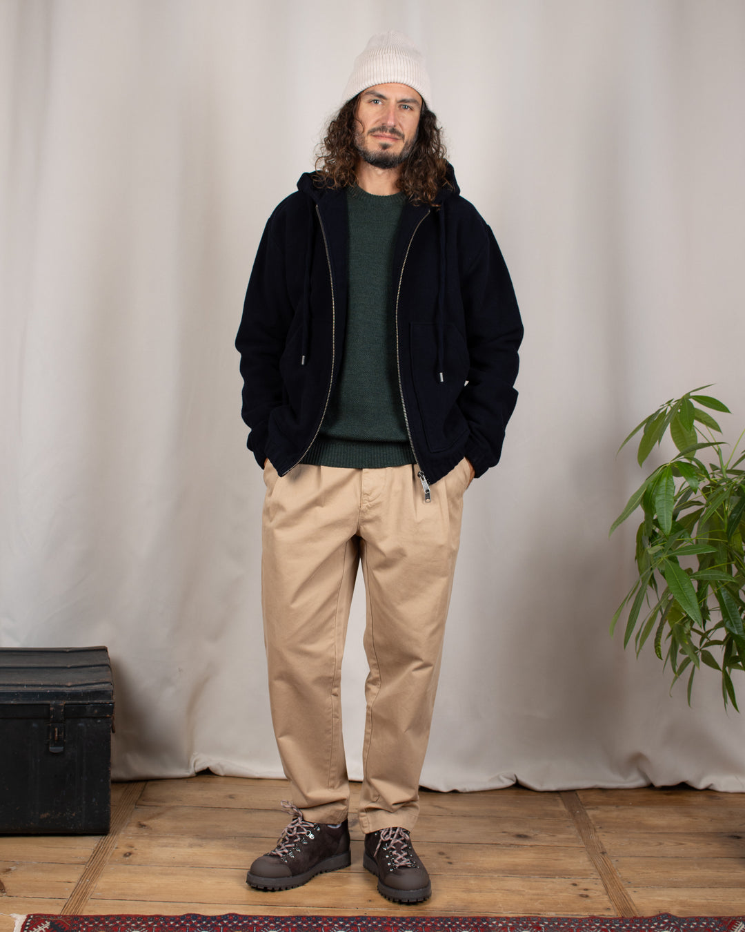 Bloom Wool Hooded Jacket Navy