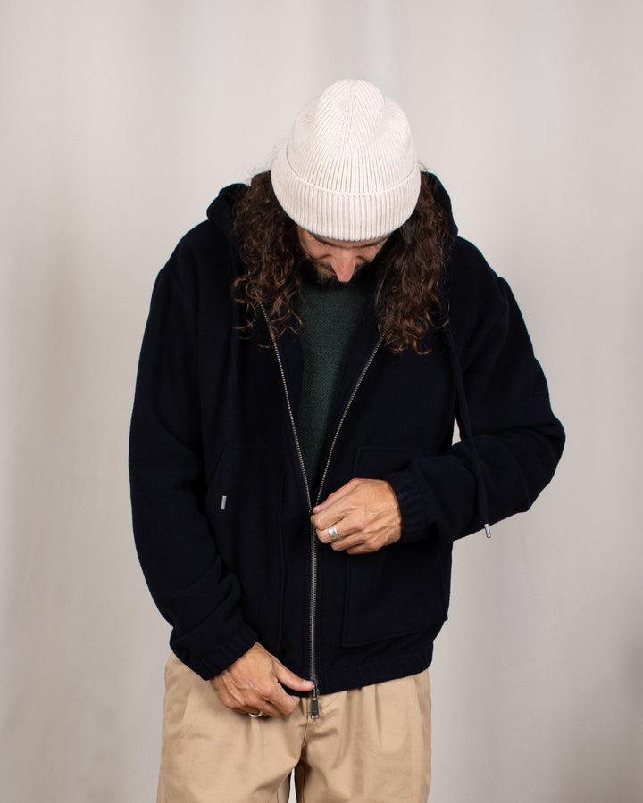 Bloom Wool Hooded Jacket Navy