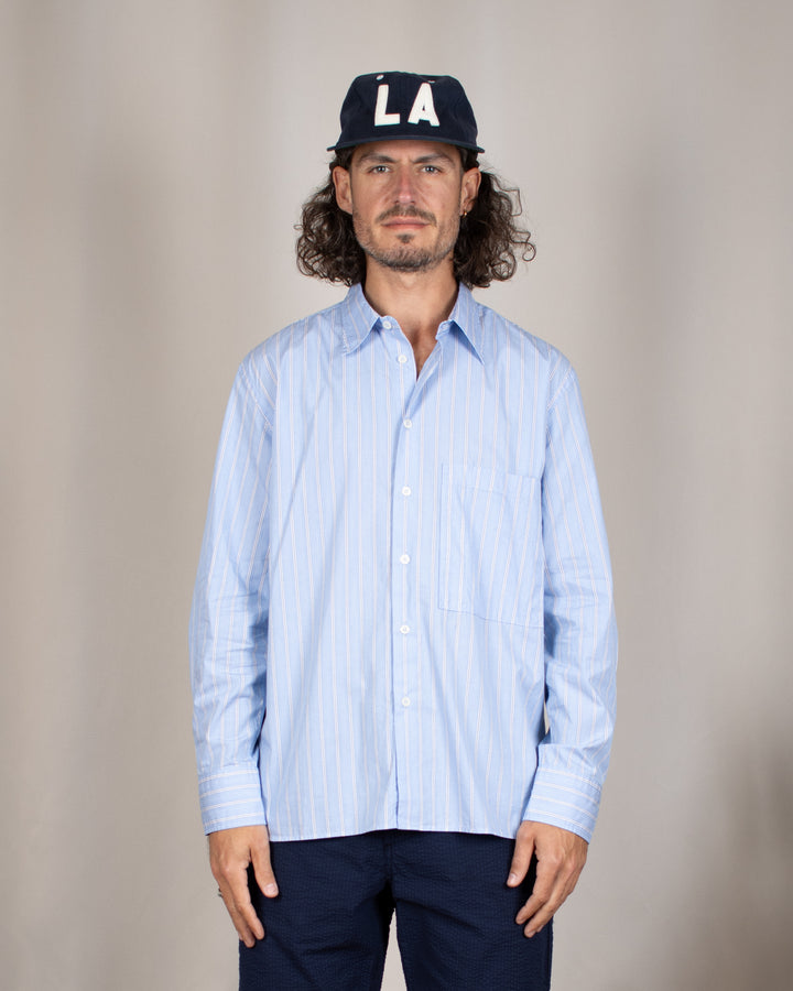 Square Pocket Shirt MC Stripe Blue