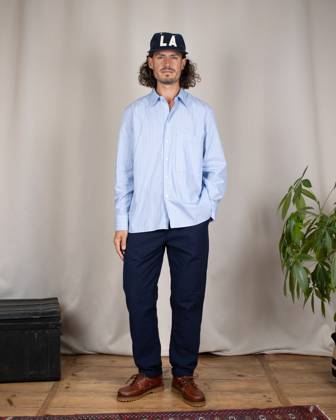Square Pocket Shirt MC Stripe Blue