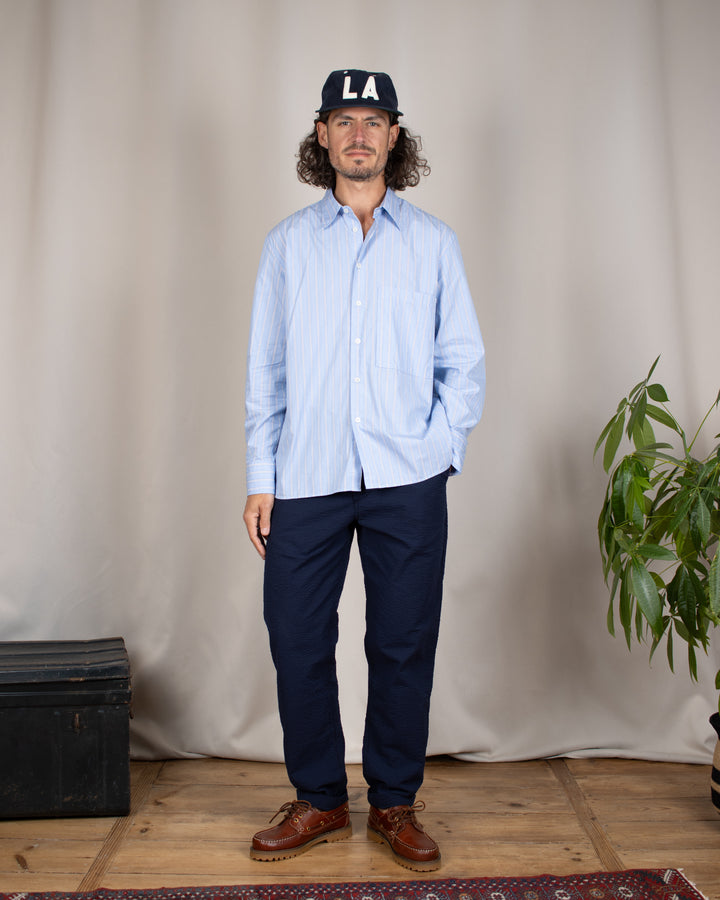 Square Pocket Shirt MC Stripe Blue