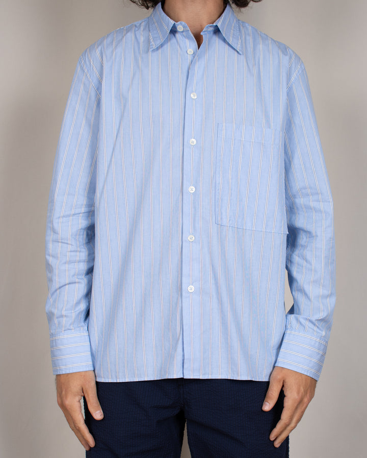 Square Pocket Shirt MC Stripe Blue