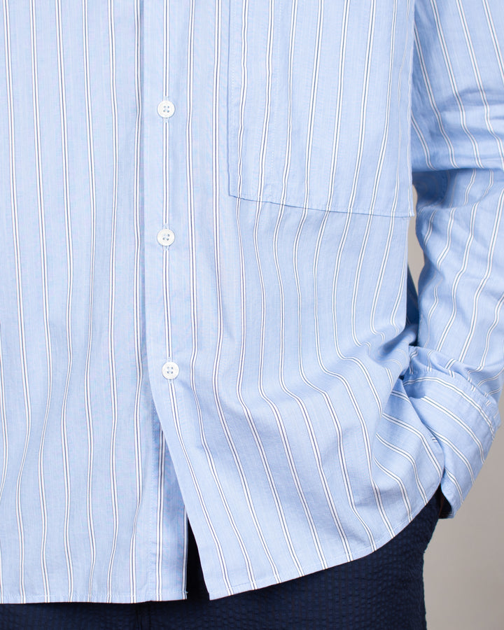 Square Pocket Shirt MC Stripe Blue