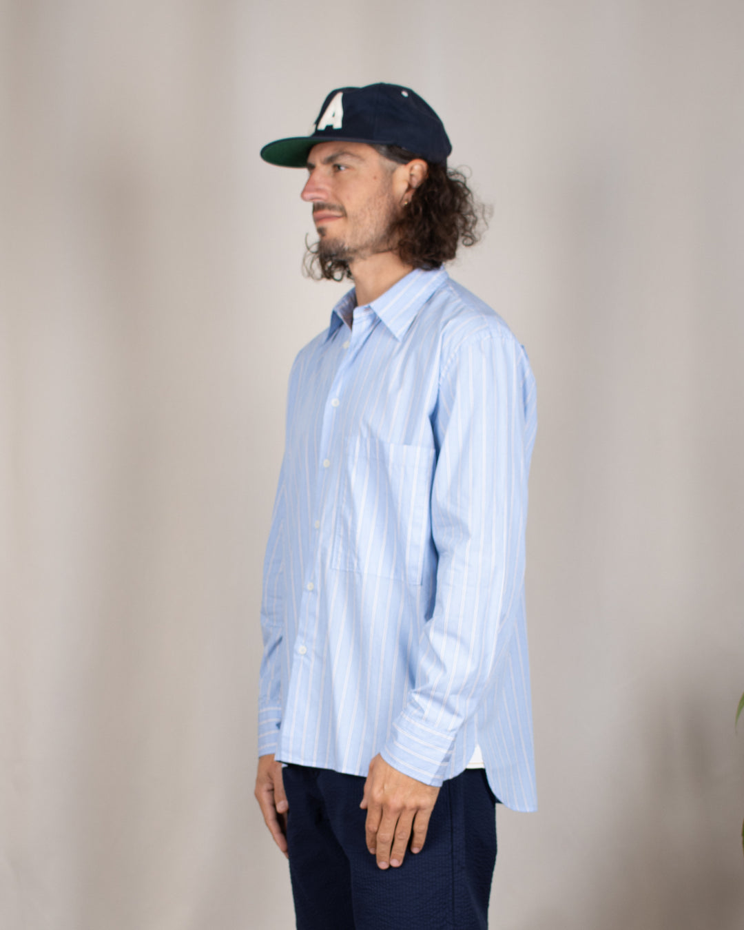 Square Pocket Shirt MC Stripe Blue