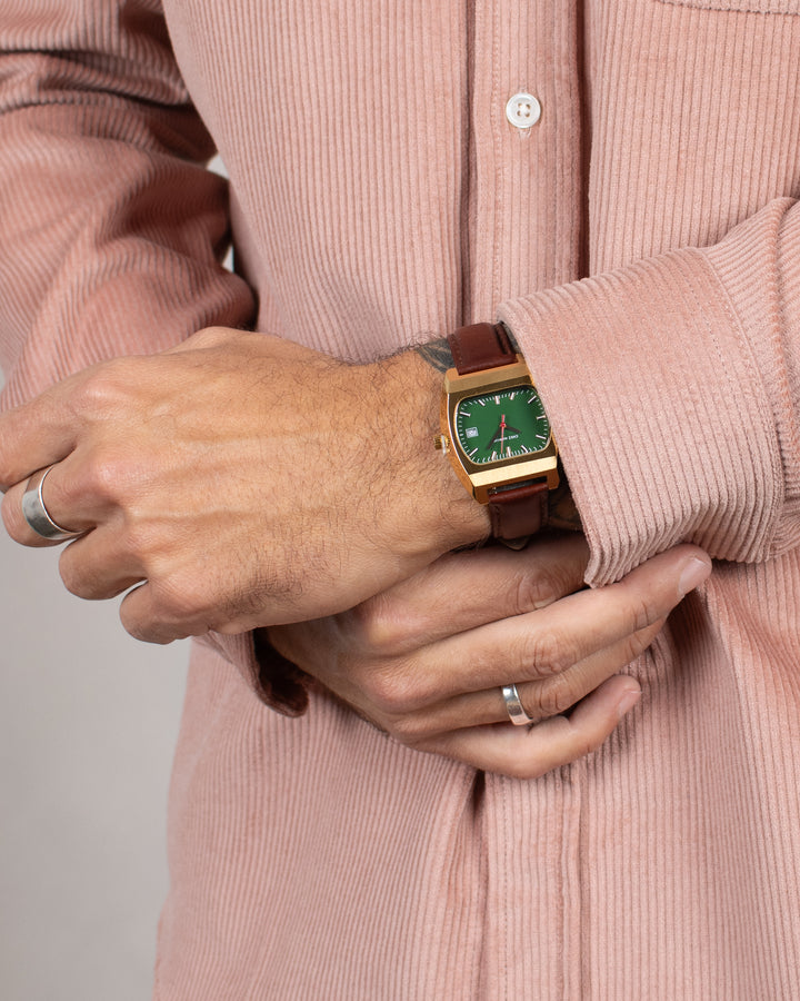 Montre Magnum Gold Basil Green Sand Dark Brown