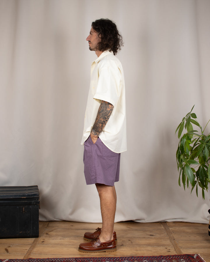 Two Tuck Wide Half Pants Purple