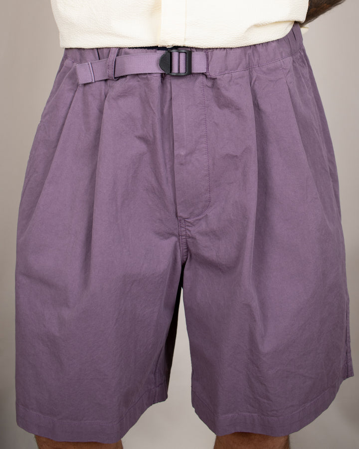 Two Tuck Wide Half Pants Purple