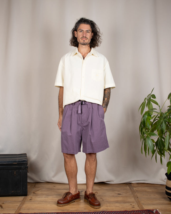Two Tuck Wide Half Pants Purple