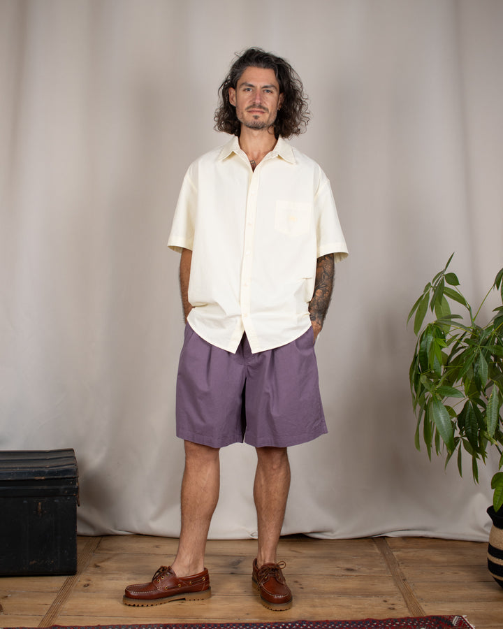 Two Tuck Wide Half Pants Purple