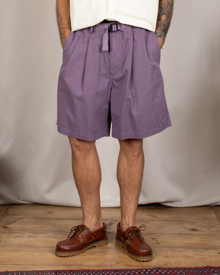 Two Tuck Wide Half Pants Purple