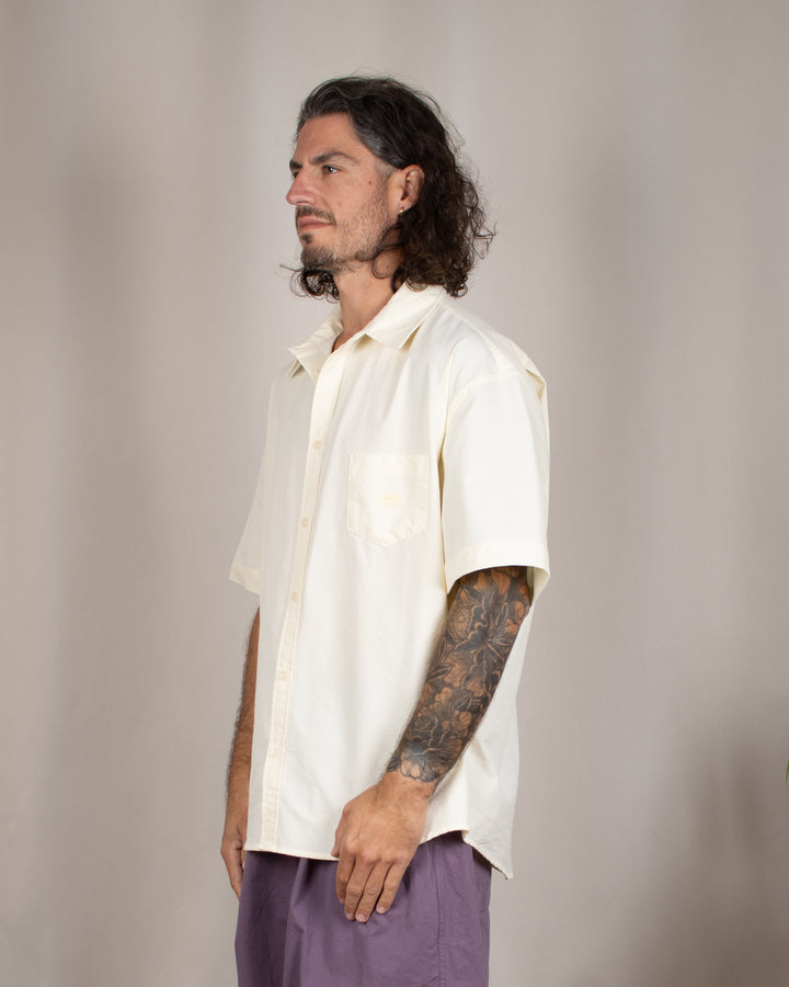 Relaxed Seersucker Half Shirt Vanilla