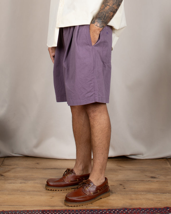 Two Tuck Wide Half Pants Purple