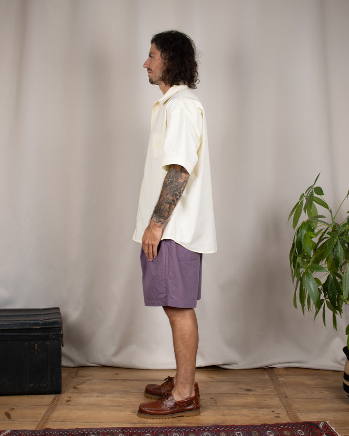 Relaxed Seersucker Half Shirt Vanilla