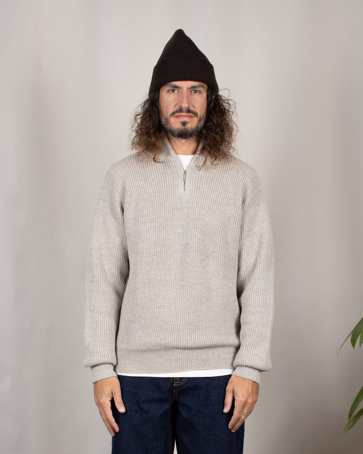 Pull Plato Col Camionneur Alpaga Brouillard