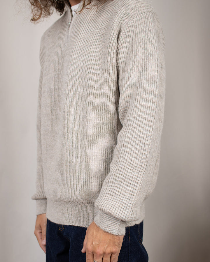 Pull Plato Col Camionneur Alpaga Brouillard