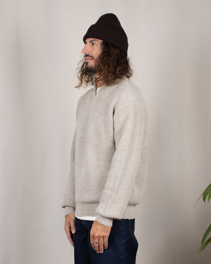 Pull Plato Col Camionneur Alpaga Brouillard